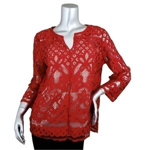 Zac & Rachel Red Crochet Top with Cami